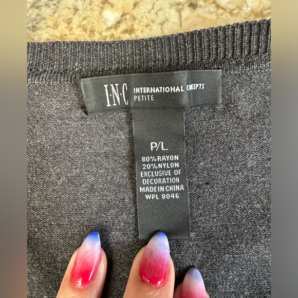 INC sz P/L cropped sweater sequins w matching grey sweater tank top lightweight - Picture 4 of 14